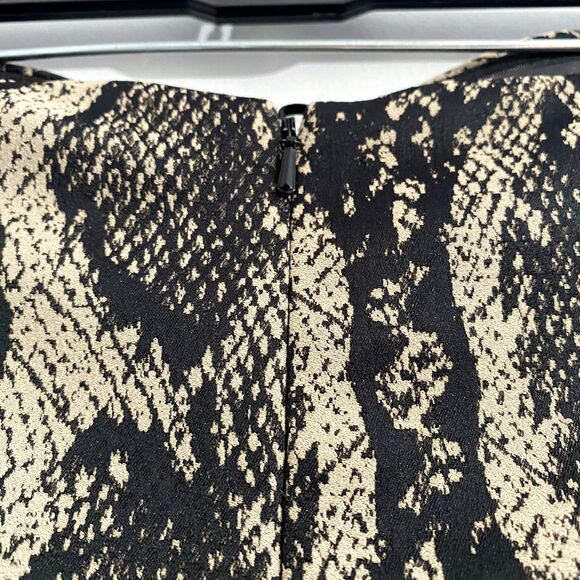 JayGodfrey Strapless Mini Dress Tan Black Snakeskin Print Leather Belted‎ Size 2 - Picture 5 of 7